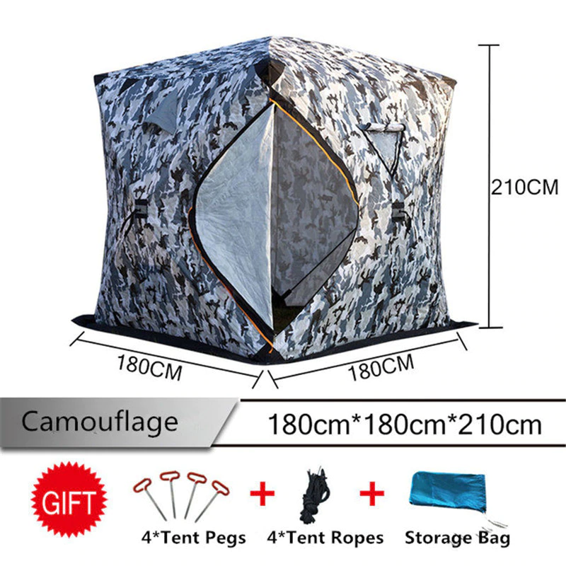Cheap Goat Tents Outdoor Winter Fishing Tent Warm Cotton Ice Fishing Tent Thickened Camping Shelter House Sauna Tent 1.8*1.8*2.1m 2Door 3 4Person Tents 